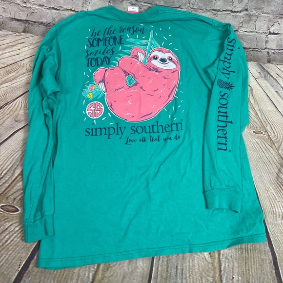 Simply Southern Tops - Simply Southern Green Sloth T Shirt